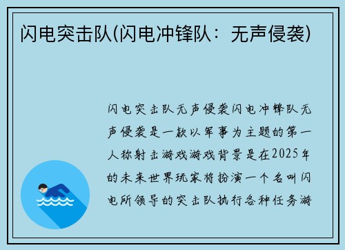 闪电突击队(闪电冲锋队:无声侵袭)